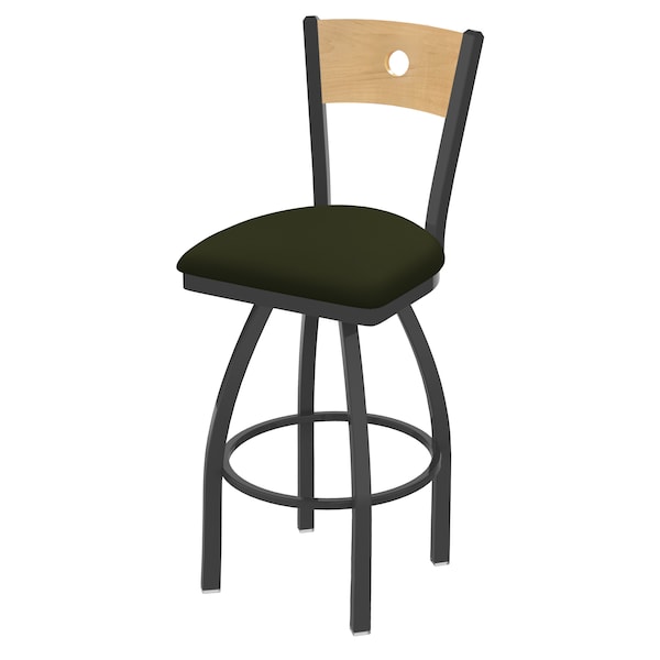 25" Swivel Counter Stool, Pewter Finish, Nat Back, Canter Pine Seat